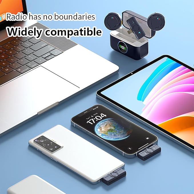 Wireless Microphone With Charging Cabin – (iOS &amp; Type-C Compatible)