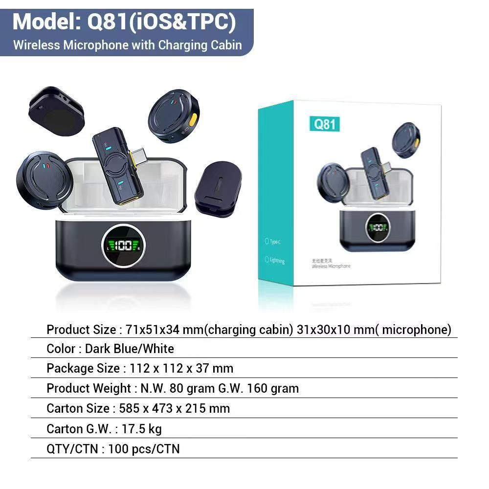 Wireless Microphone With Charging Cabin – (iOS &amp; Type-C Compatible)